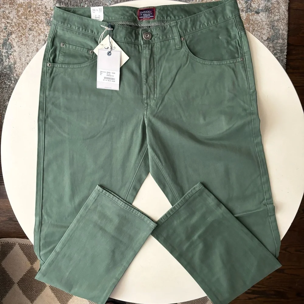 UNTUCKit Men’s Straight Fit 5-Pocket Pima Cotton Pant 34x32 Olive Green New